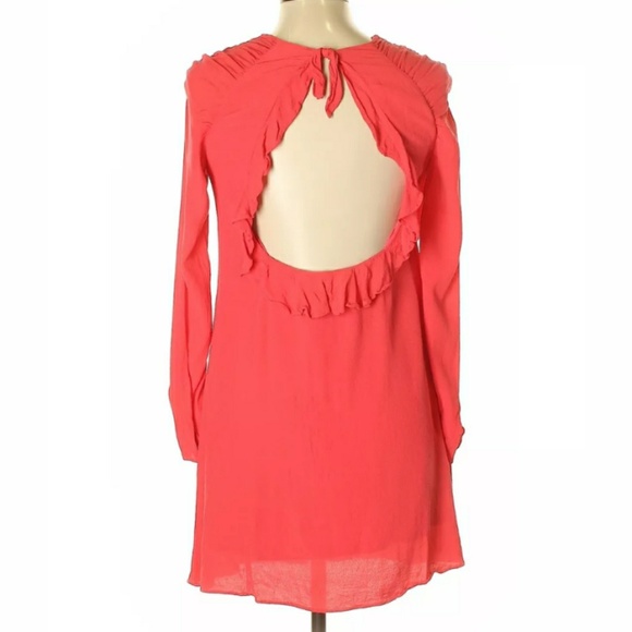 Zara Flirty Coral Open Back Dress Size 4 - Picture 2 of 3
